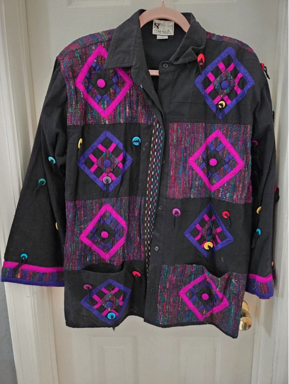 Y2K 1990s Yak Magik patchwork button-up jacket